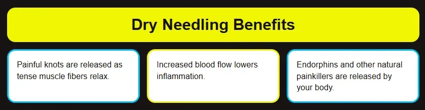 Sports physical therapist explains dry needling benefits showing pain relief, blood flow, endorphins